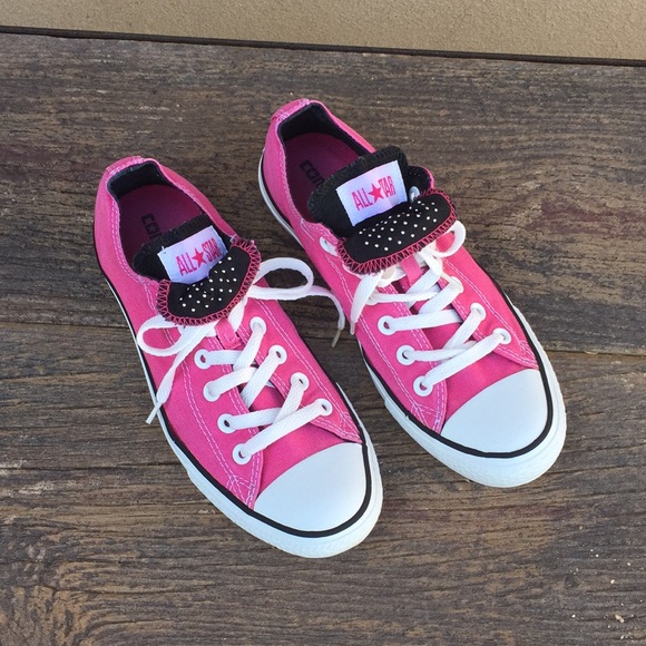 Converse Shoes - Woman’s Hot Pink double tongue low tops